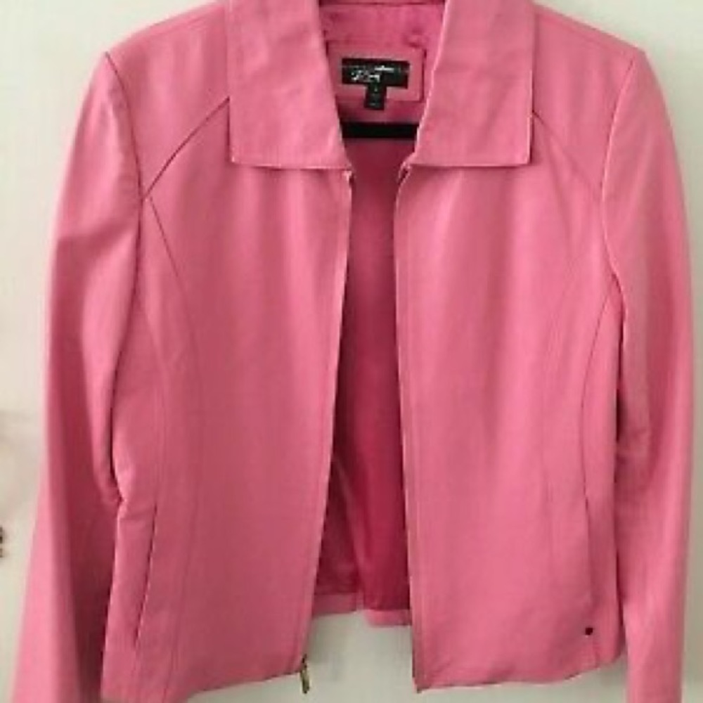 PINK LEATHER JACKET SIZE M